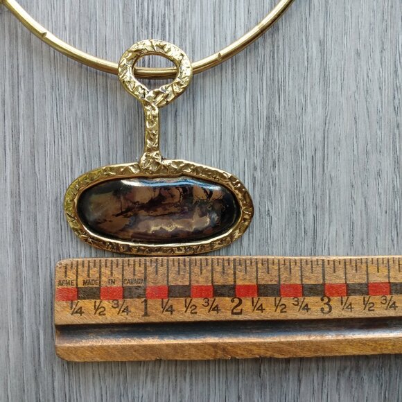 Statement Pendant Collar Necklace Choker Brass - Picture 10 of 13